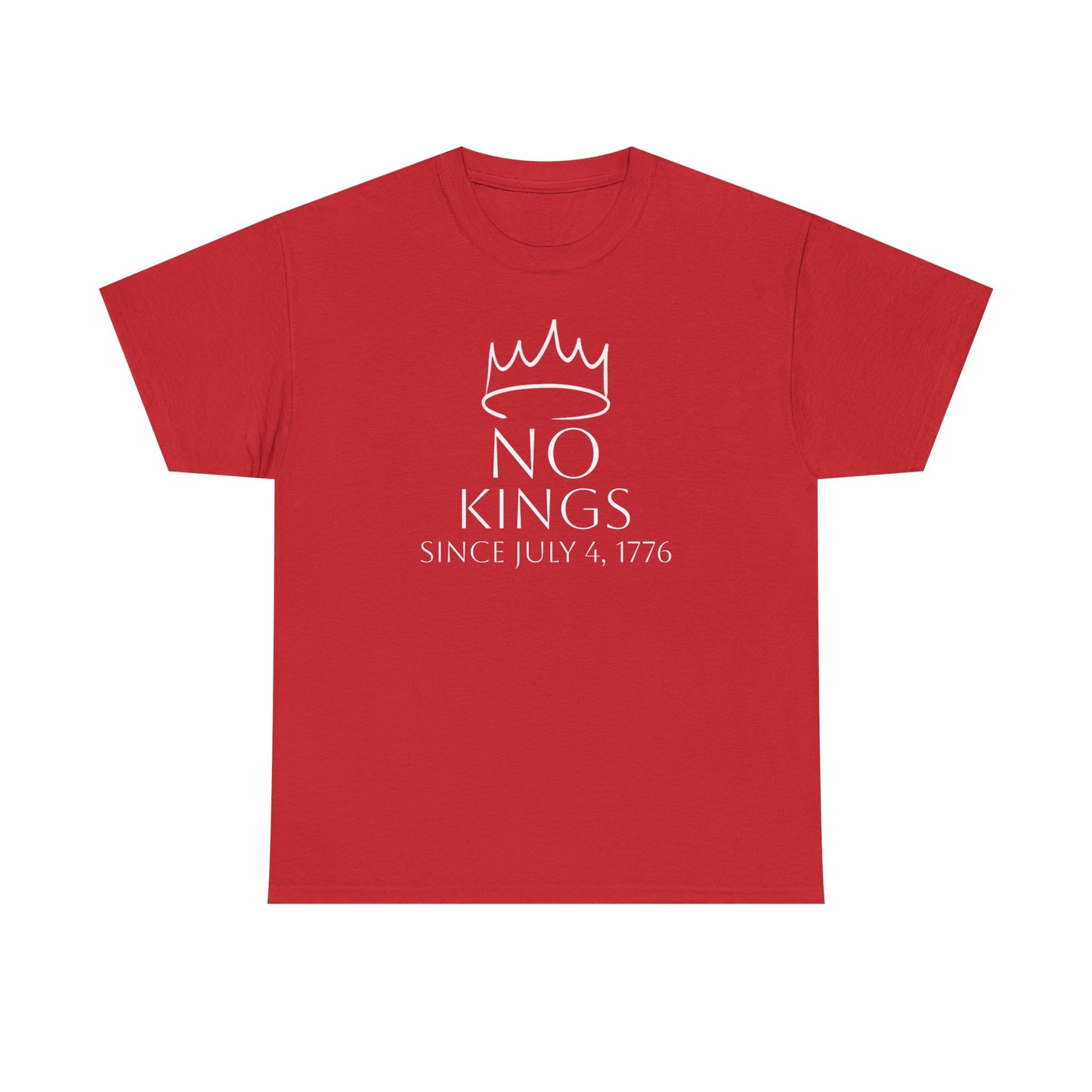 "No Kings" Unisex Cotton Tee – Bold Everyday Statement Shirt, Relaxed Fit, Great Gift, Graphic Tee for All