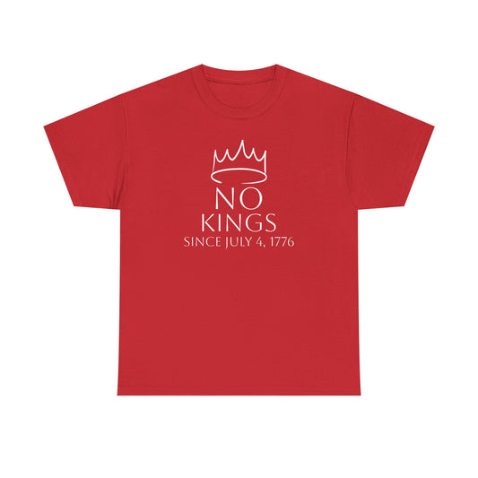"No Kings" Unisex Cotton Tee – Bold Everyday Statement Shirt, Relaxed Fit, Great Gift, Graphic Tee for All