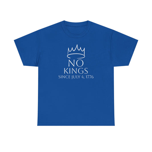 "No Kings" Unisex Cotton Tee – Bold Everyday Statement Shirt, Relaxed Fit, Great Gift, Graphic Tee for All