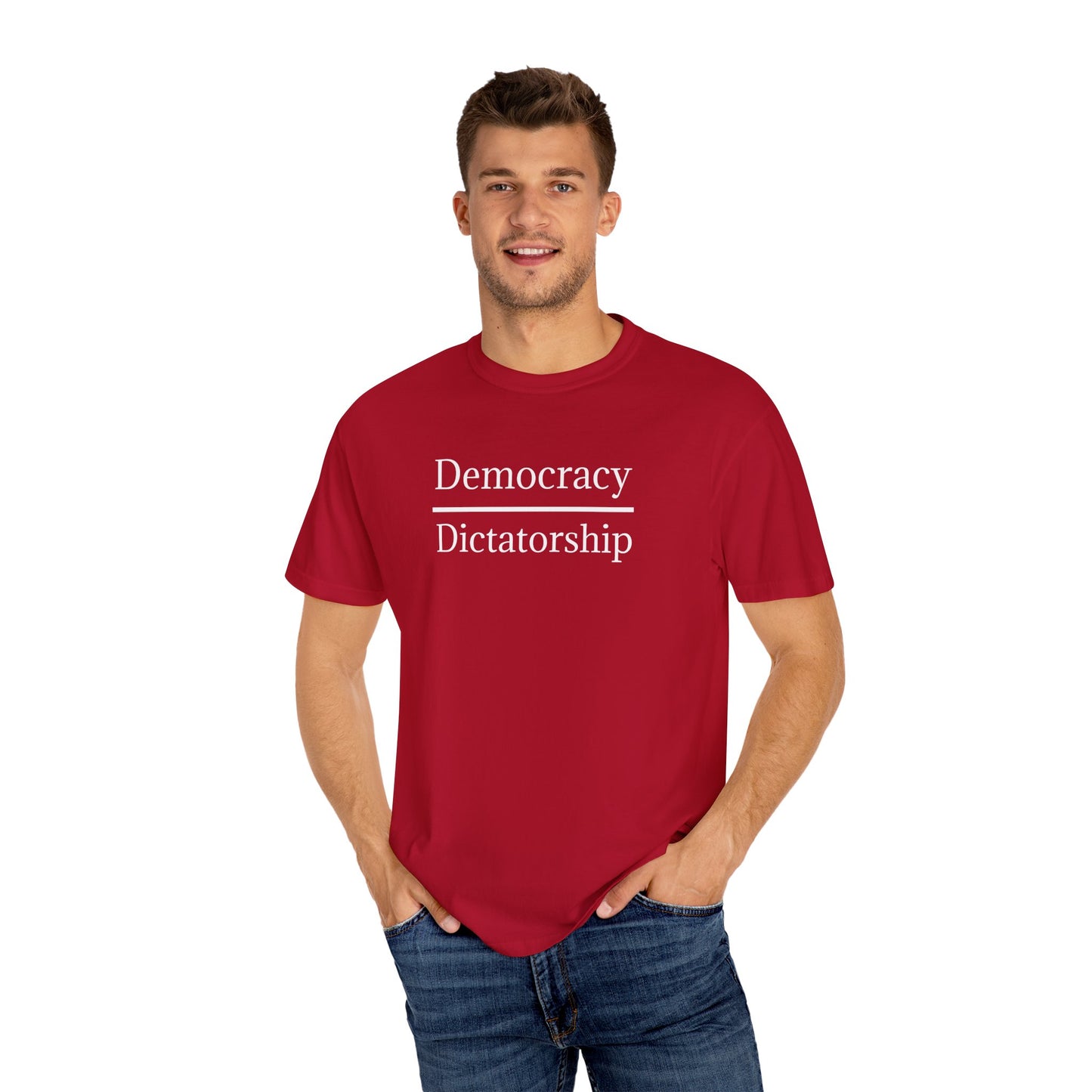 Garment-Dyed T-shirt - Democracy vs. Dictatorship Statement tee